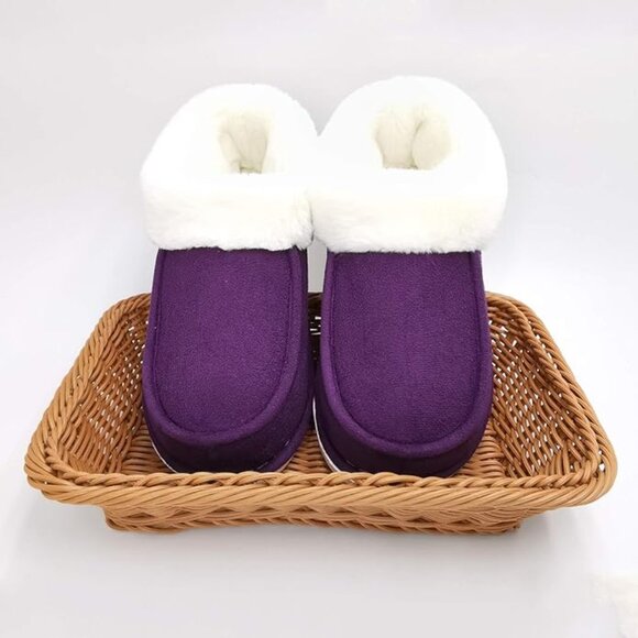 Winter Warm Faux Suede Plush Slippers - Picture 1 of 5